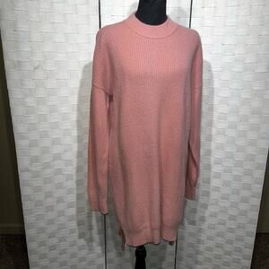Whistles Women’s Cashmere Wool Blend Sweater Dress Size Large Pink Preppy Soft
